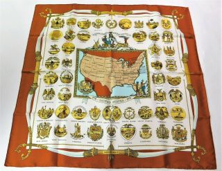 Auth HermÈs Nibwot Vintage 1976 Rare 90cm Silk Scarf Arms Of The United States