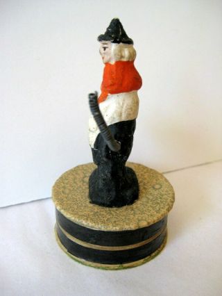 Vintage German Halloween Mini Candy Container: Witch Riding a Black Cat 2