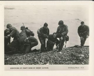 Wwii June 6 1944 Us Army D - Day Normandy Invasion Photo Survivors Of Craft Sunk
