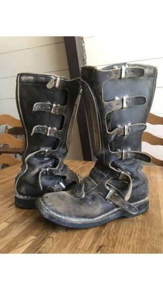 Vintage Alpinestars Hi - Point Motorcycle Motocross Boots Leather Italy Size 10