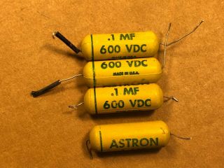 4 Vintage Astron.  1 Uf 600v Mustard Capacitors Guitar Amp Tone Caps Test Great