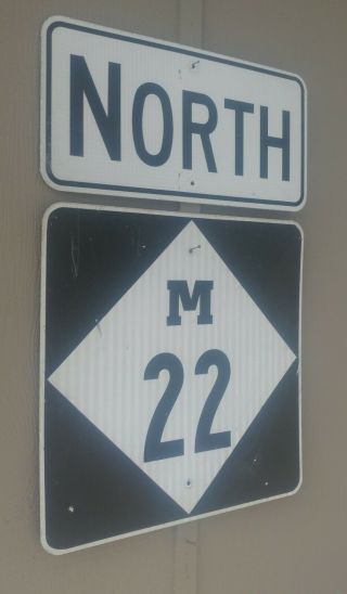 Vintage Michigan M22 Highway Sign 24 By 24 Thick Aluminum,  W/ North Directional
