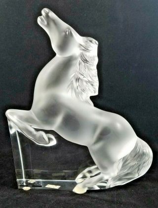 Rare Vintage Signed Lalique Crystal Kazak Rearing Horse 8 " Bookend France Large