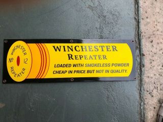 Ammo Winchester Shot Gun Shell 12 Gauge Repeater Porcelain Gun Store Sign