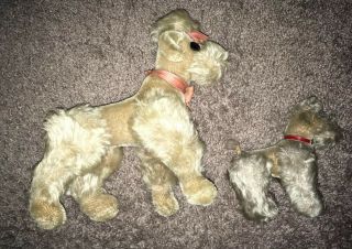 Vtg Steiff Poodles Jointed Dogs Velvet Straw Stuffed Toys