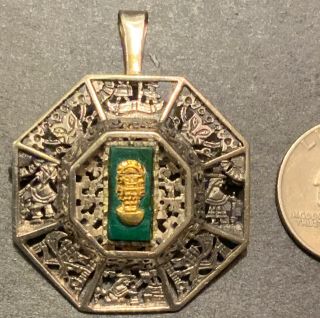 Vintage Fertility God Pre Columbian Pin Sterling 18kt Gold Peru Pin Pendant