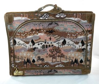 Vintage Lv The French Company Countryside Tapestry Suede 23 " Pullman Suitcase