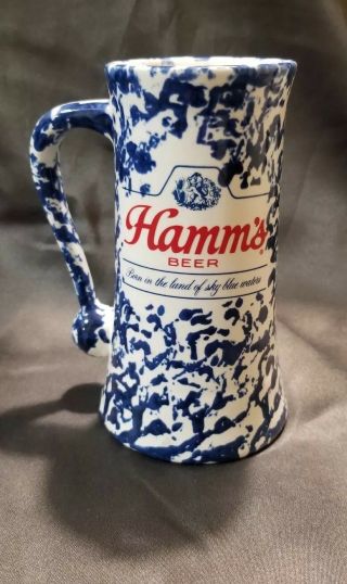 Vintage Very Rare Hamms Beer Redwing Spongeware Beer Mug