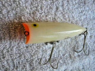Rare Old Vintage Heddon Chugger Spook Topwater Lure Lures White W/ Orange Mouth