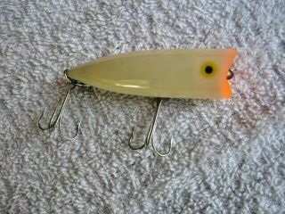Rare Old Vintage Heddon Chugger Spook Topwater Lure Lures White W/ Orange Mouth 2