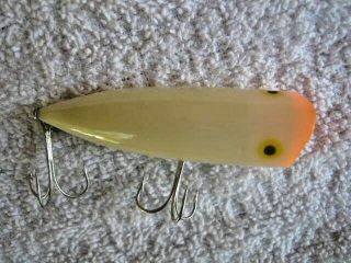 Rare Old Vintage Heddon Chugger Spook Topwater Lure Lures White W/ Orange Mouth 4