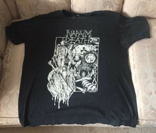 Vintage 1991 Napalm Death Us Grind Crusher Tour T Shirt Xl