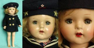 HAZEL TWIGG No.  122 Patriotic SHELLY United States NAVY Vintage Composition Doll 6