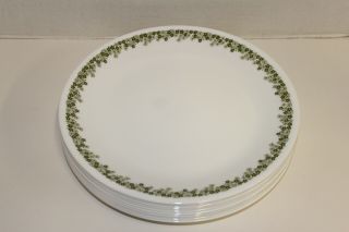 VINTAGE CORELLE SPRING BLOSSOM GREEN; 10 - 9 7/8 ' DINNER PLATES; 2