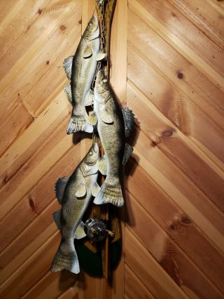 Walleye wood carving fish stringer taxidermy fish diorama carving Casey Edwards 2