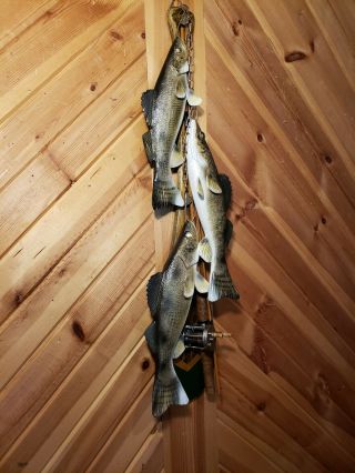 Walleye wood carving fish stringer taxidermy fish diorama carving Casey Edwards 3