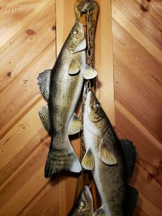 Walleye wood carving fish stringer taxidermy fish diorama carving Casey Edwards 4