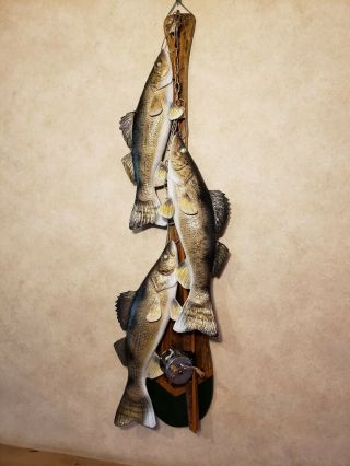 Walleye wood carving fish stringer taxidermy fish diorama carving Casey Edwards 9