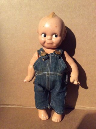 Antique 13” Kewpie Doll Composite Wearing Lee Jeans Overall