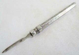 Fabulous Antique Silver Telescopic Toothpick By Sampson Mordan Co Pattern