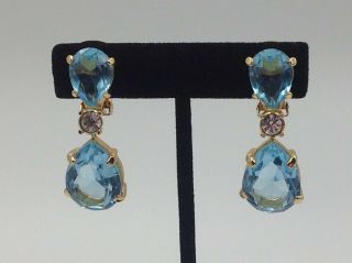 Vintage Christian Dior Stunning Large Blue Rhinestone Drop Earrings