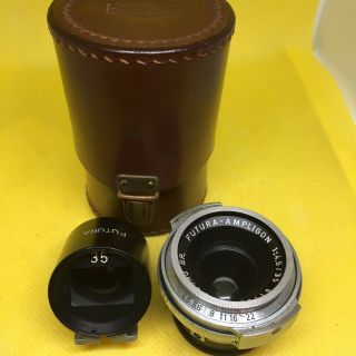 Vintage Futura Ampligon 35mm camera lens complete with finder and case. 7