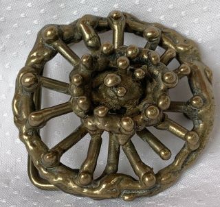 Vintage Brutalist Spores Brass Belt Buckle