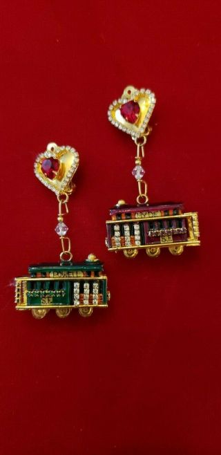 Vintage Minty Lunch At The Ritz San Francisco Cable Car Earrings