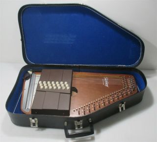 Autoharp By Oscar Schmidt 21 - Chord Vintage Zither Harp W/ Case & Tuning Key