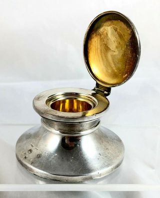 Hallmarked Sterling Silver Capstan Inkwell Gilded