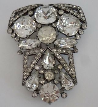 Dazzling Vintage Art Deco Eisenberg Crystal Rhinestone Pin Clip Brooch