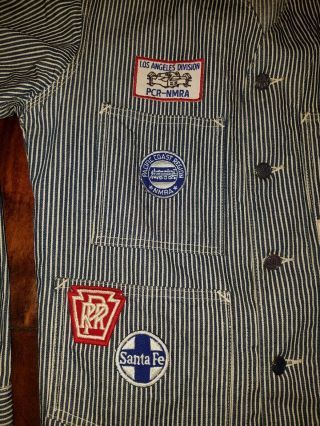 Vintage HEAD LIGHT Union Made Conductor Clothes striped with Patches 70s - 80s LA 3