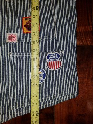 Vintage HEAD LIGHT Union Made Conductor Clothes striped with Patches 70s - 80s LA 5