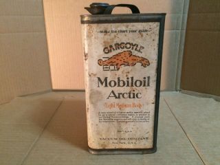 Vintage Mobil Arctic Gargoyle Oil Can 1 Gallon 1920s Rare Sinclair Cities Tydol