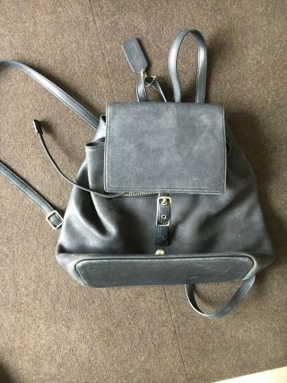 Coach Black Leather Vintage Drawstring Backpack Bag 9827
