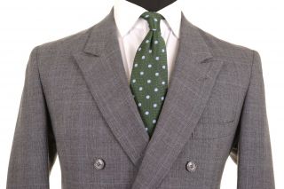 VTG Italian BESPOKE Durante Gray Glen Plaid Double Breasted Suit Jacket Pants 38 2