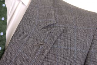 VTG Italian BESPOKE Durante Gray Glen Plaid Double Breasted Suit Jacket Pants 38 3