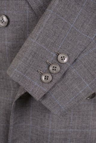 VTG Italian BESPOKE Durante Gray Glen Plaid Double Breasted Suit Jacket Pants 38 5