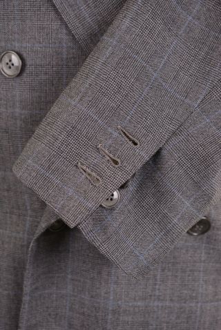 VTG Italian BESPOKE Durante Gray Glen Plaid Double Breasted Suit Jacket Pants 38 6