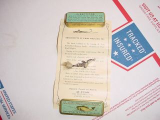 Rare Paper Insert 1922 Al Foss Shimmyette 8 Fly Rod Lure