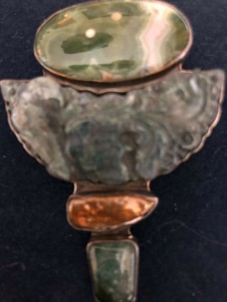 Amy Kahn Russell Sterling Silver pin/pendant in Greens EUC 2