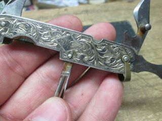 vintage Japanese Oriental Pocket Knife Multi Tool Ornate Sterling Silver Sides 3