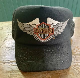 Vtg 80s Harley Davidson Motorcycle Snapback Hat Made In Usa