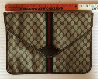 Vintage Gucci GG Leather/Canvas Laptop Case/Sleeve or Clutch/Pouch 3