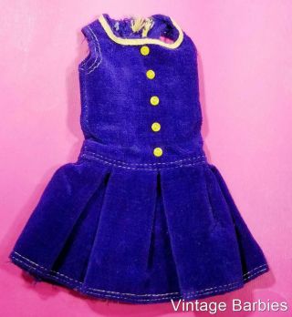 Rare Francie Doll Pak Pleat Neat Blue Velvet Dress Vhtf Vintage 1960 