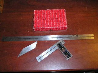 Vintage Starrett No.  13e Double Square With Bubble No.  13 No.  4 6 " No.  4r 18 "