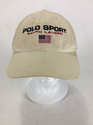 Vintage 90s Polo Sport Ralph Lauren Cap Hat Spell Out American Flag