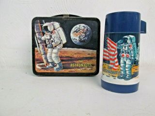 Vintage 1969 Aladdin Industries The Astronauts Metal Lunchbox W Thermos
