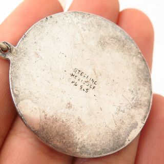 925 Sterling Silver Vintage Mexico Aztec Calendar Design Key Ring / Keychain 4