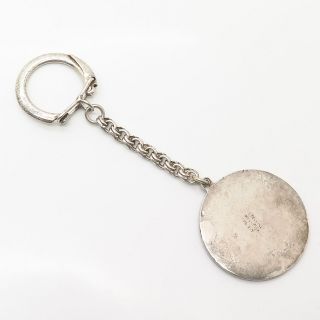 925 Sterling Silver Vintage Mexico Aztec Calendar Design Key Ring / Keychain 7